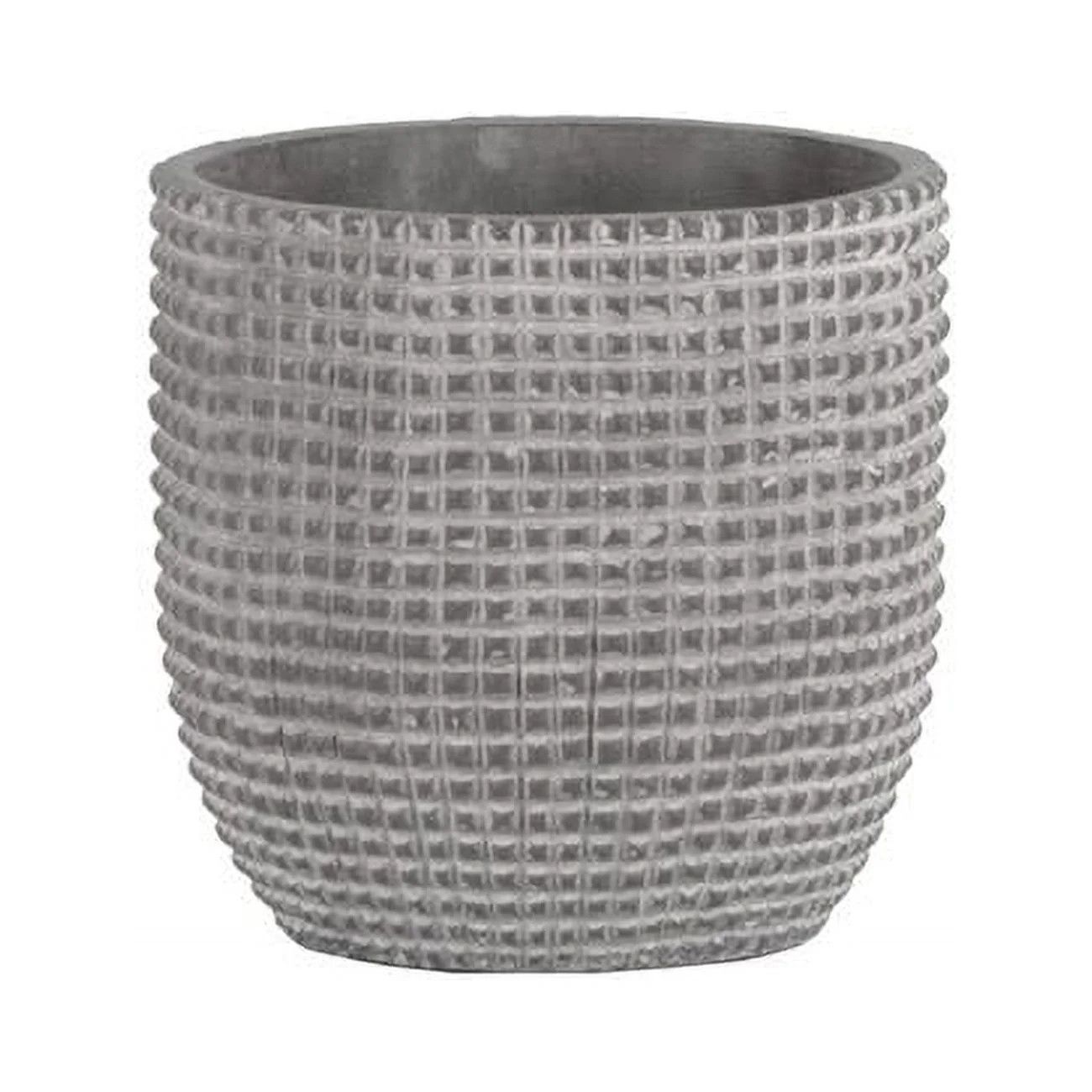 Urban Trends Collection Cement Round Pot With Lattice Square