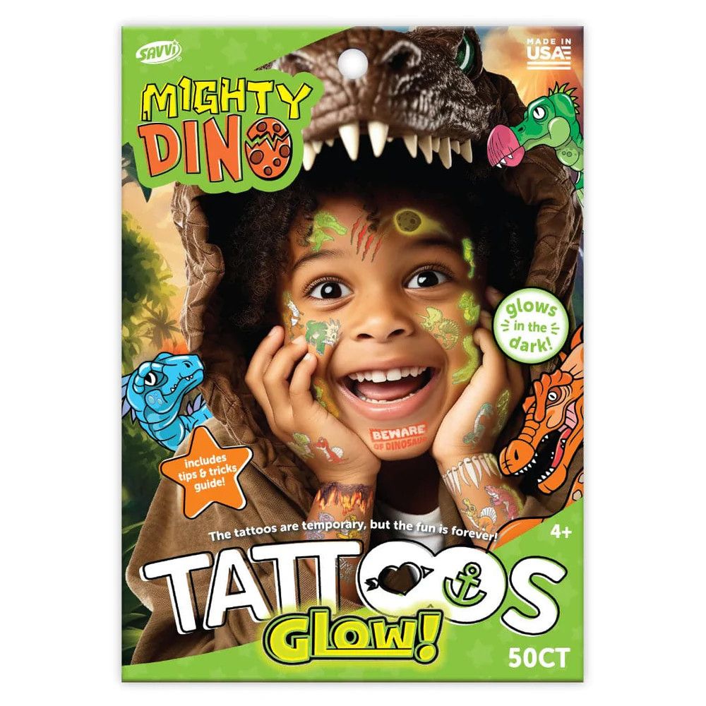 Savvi Glow Dino Glow in the Dark Tattoo Pouch