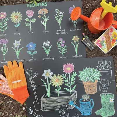 Imagination Starters Chalkboard Placemats Coloring Set (12"x17")  - Flowers/Garden