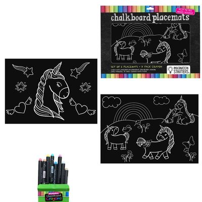 Imagination Starters Chalkboard Placemats Coloring Set (12"x17")  - Unicorns