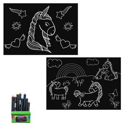 Imagination Starters Chalkboard Placemats Coloring Set (12"x17")  - Unicorns