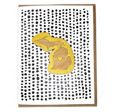 Michigan Heart Magnet w/ Card -Natural