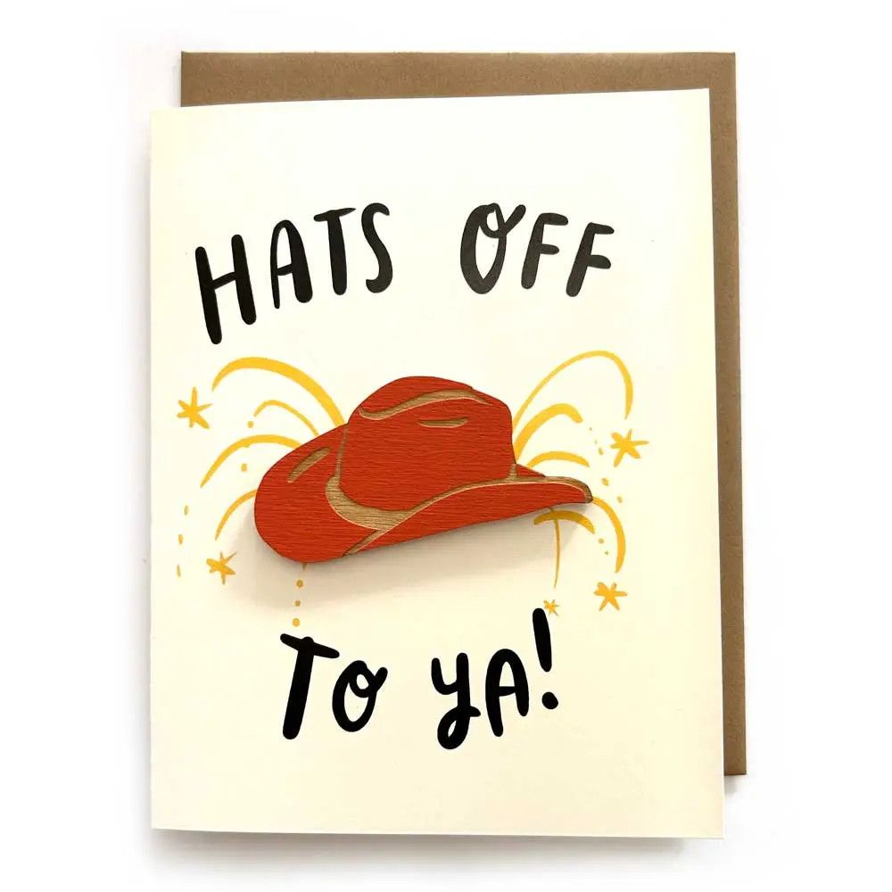 Hats Off Cowboy Hat Magnet w/ Card