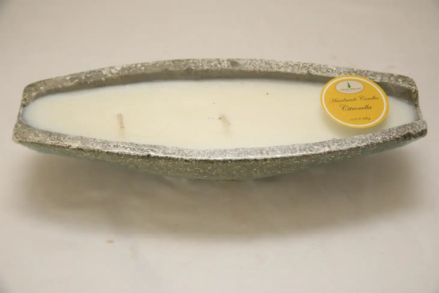 Zen Boat Concrete Candle  - Earth Garden
