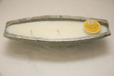 Zen Boat Concrete Candle  - Earth Garden