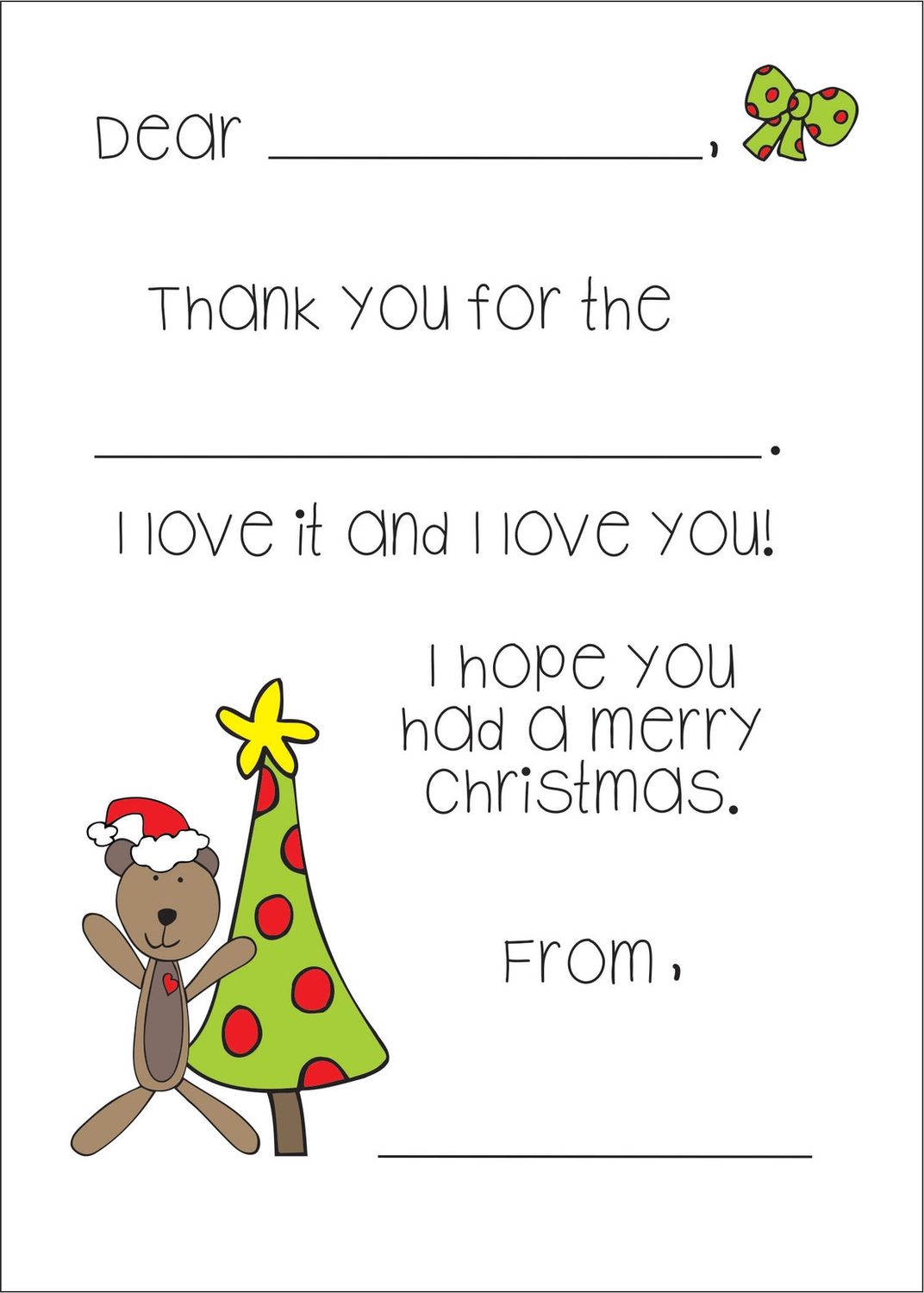 Laura Kelly D &amp; S Christmas Fill-in Thank You Notes - Christmas Tree