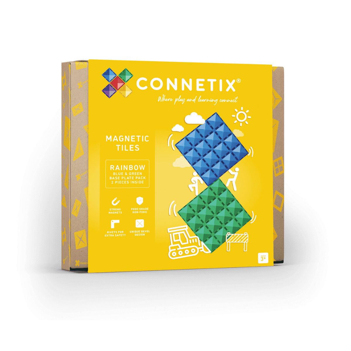 CONNETIX Rainbow Blue &amp; Green Base Plate Pack - 2 Pieces
