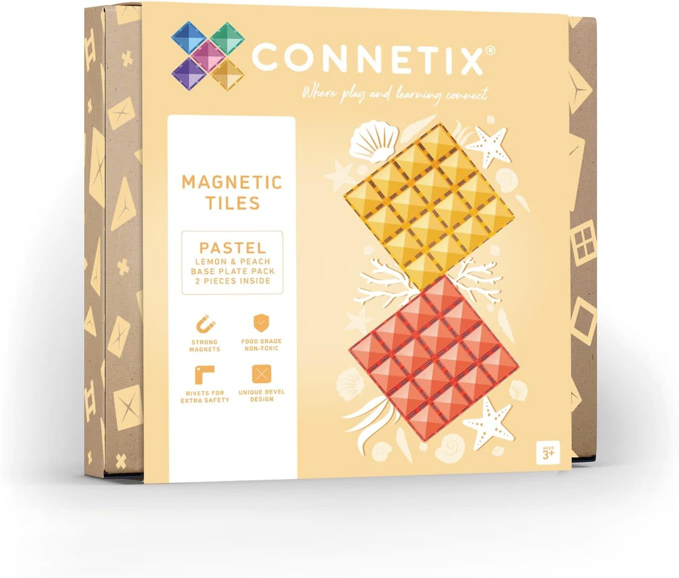 CONNETIX Pastel Lemon &amp; Peach Base Plate Pack - 2 Pieces