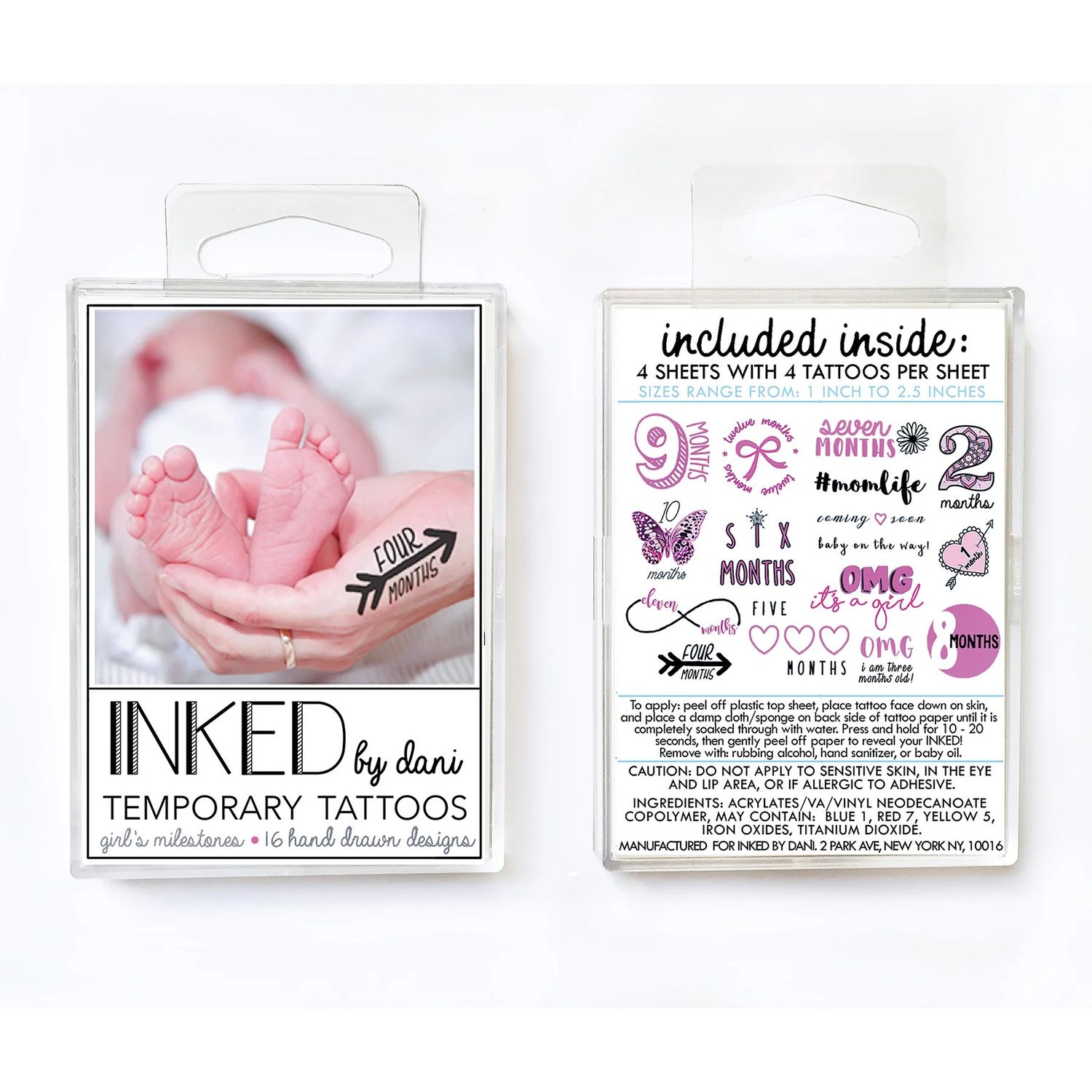 Temporary Tattoo - Baby Girl Milestone Pack