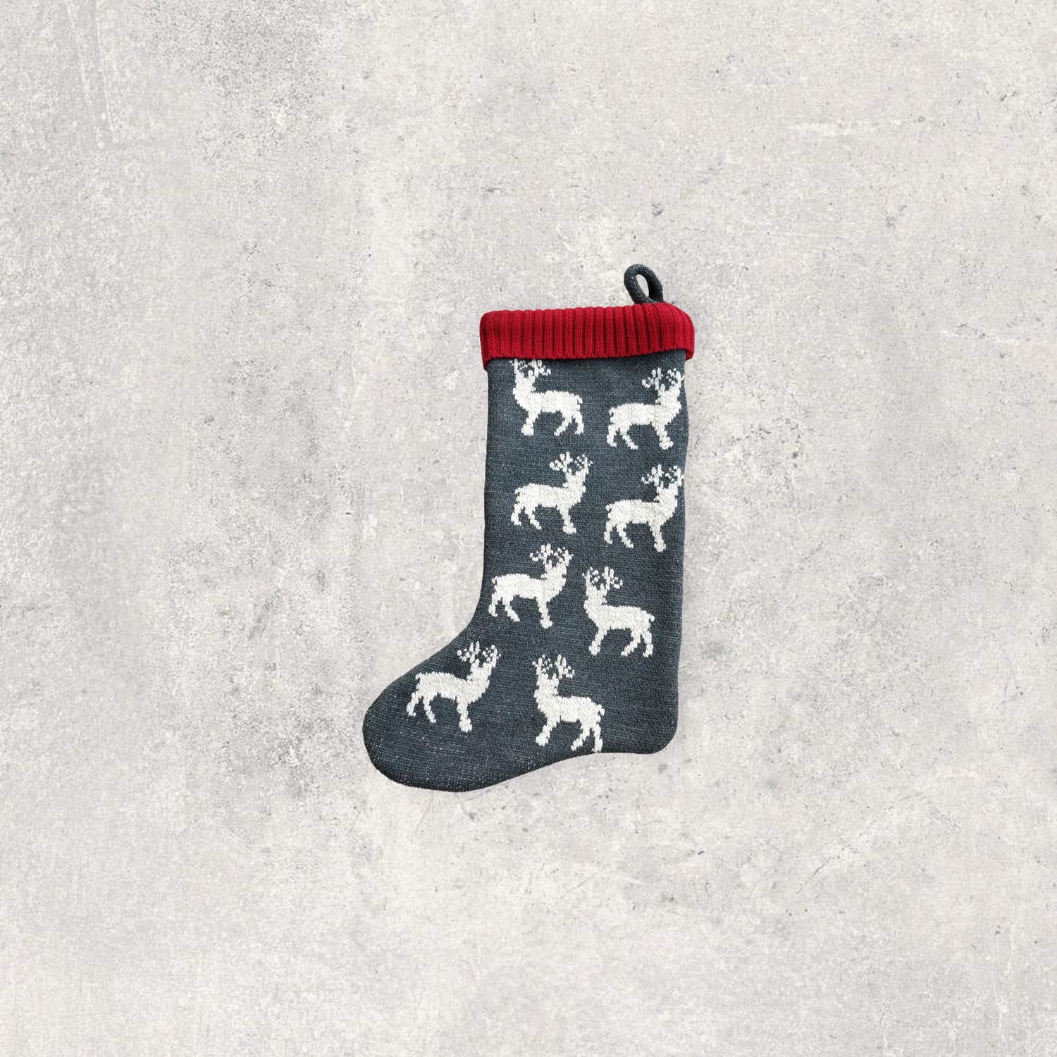 Pink Lemonade Reindeer - Grey/Natural Navy Stocking