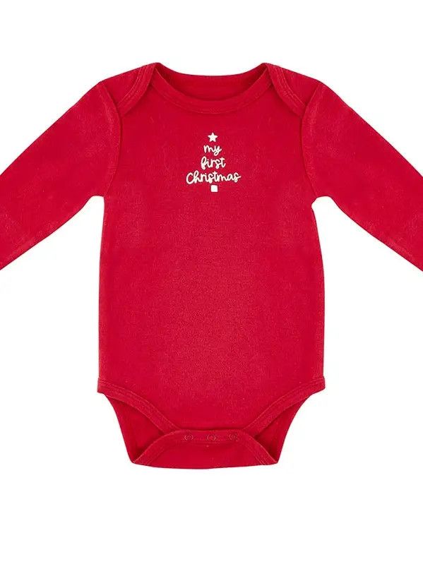 "My First Christmas" Longsleeve Snapshirt - 3-6 months