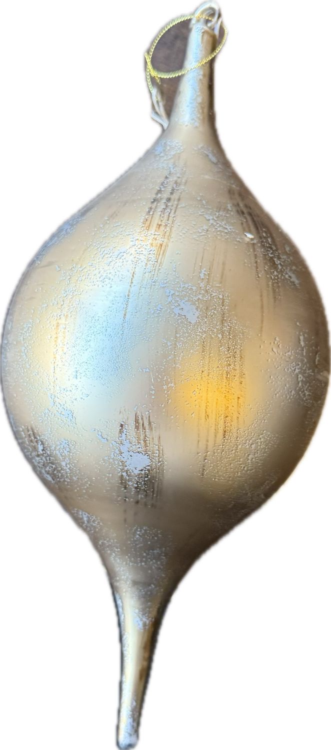 Large Marquis Shaped Brushed Gold &amp; Silver Ornament