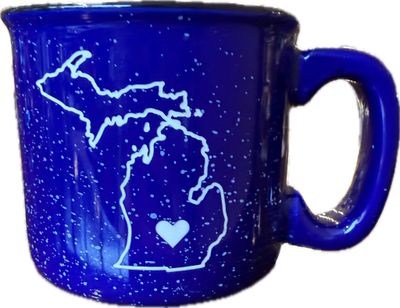Cobalt Engraved Michigan W/ Heart Mug