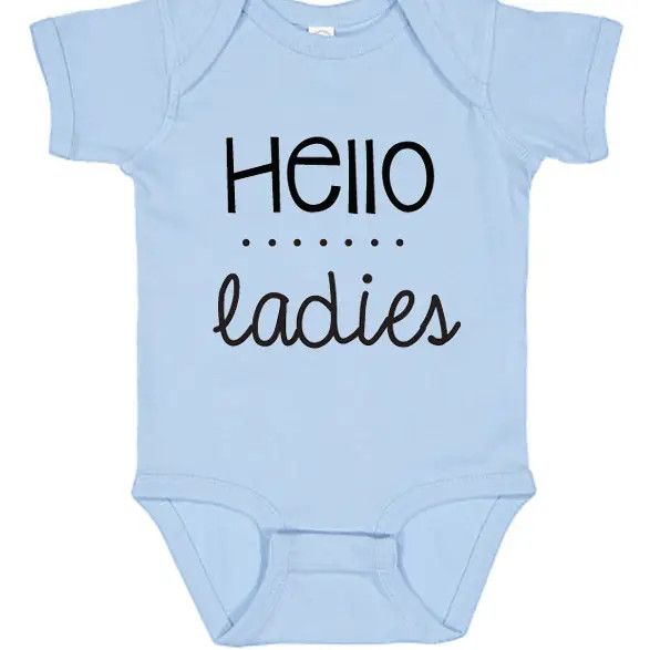 Hello Ladies Graphic Cotton Bodysuit (12M) - Blue