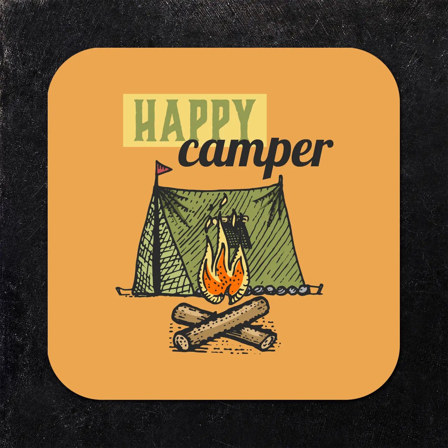Happy Camper with Campfire Paper Coaster Set