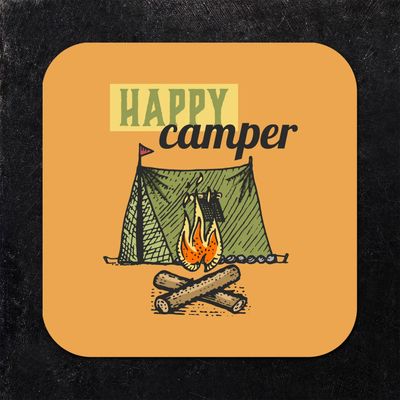 Happy Camper with Campfire Paper Coaster Set