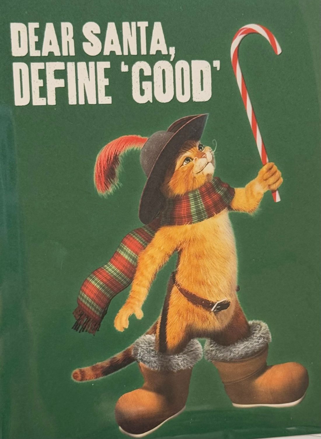 Shrek, Puss in Boots Dear Santa, Define 'Good' Greeting Card