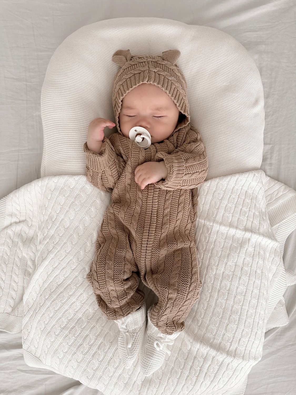Luna + Luca Baby Bear Jumpsuit - Acorn 6-12m