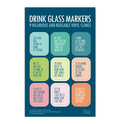Reusable Vinyl Drink Clings- Drink Glass Markers • Gatherings