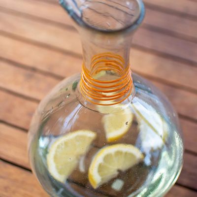 Verve Culture Mexican Handblown Glass Carafe  -Orange Swirl