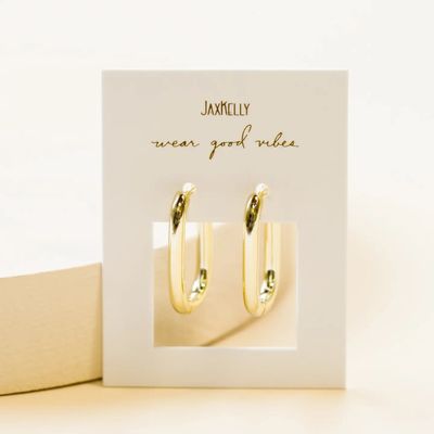 Gold Hoop - Large Rectangle - Earrings