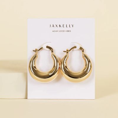 Gold Hoop - Sculptural Wide - Earrings