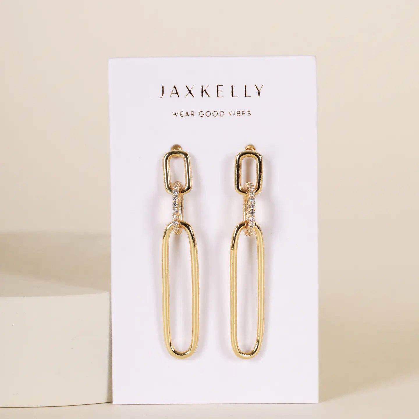 Pave Link Drop - Gold Earrings