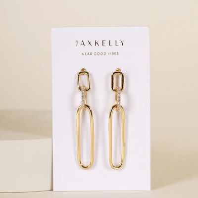 Pave Link Drop - Gold Earrings