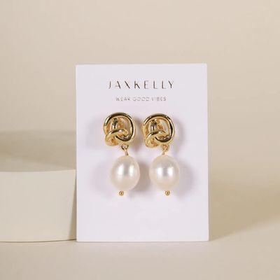 Pearl Knot - Gold Earrings
