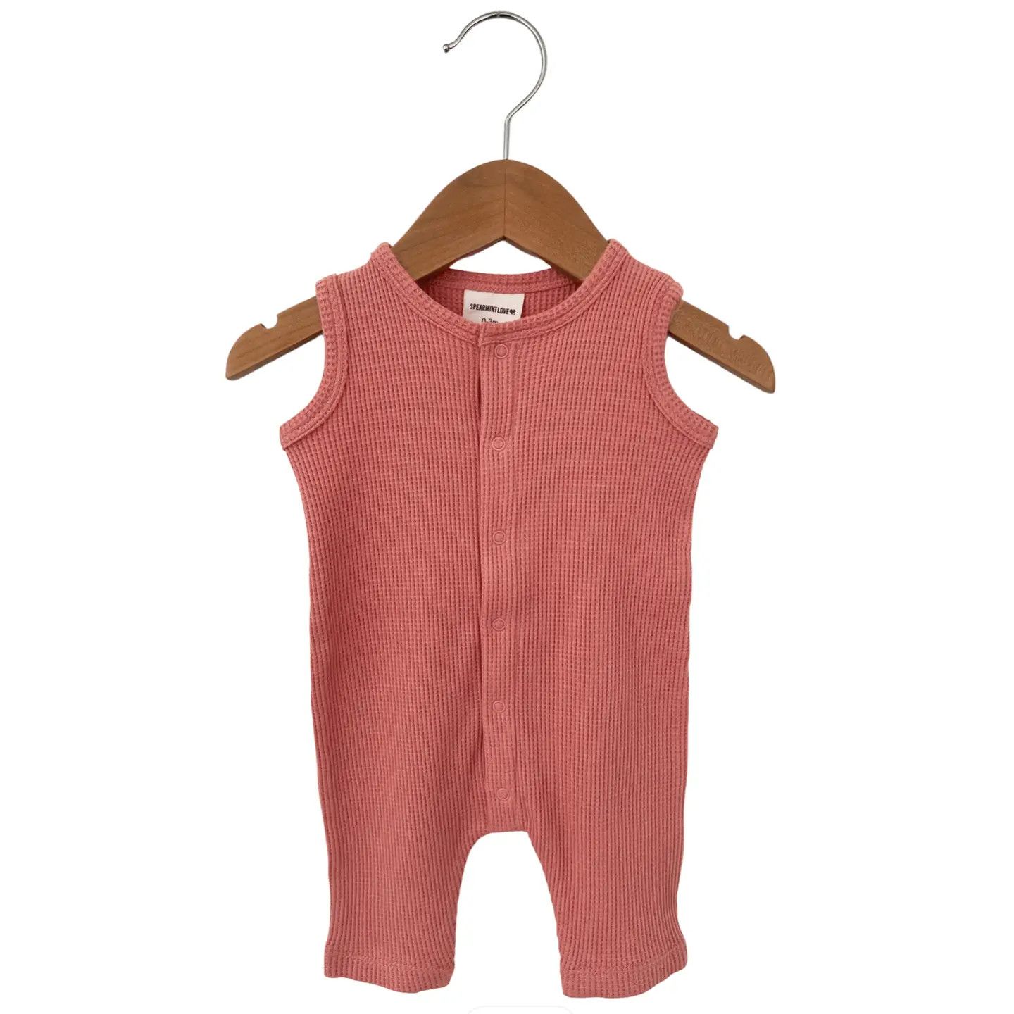 Organic Waffle Easy Romper, Dusty Rose - 6 - 12 M