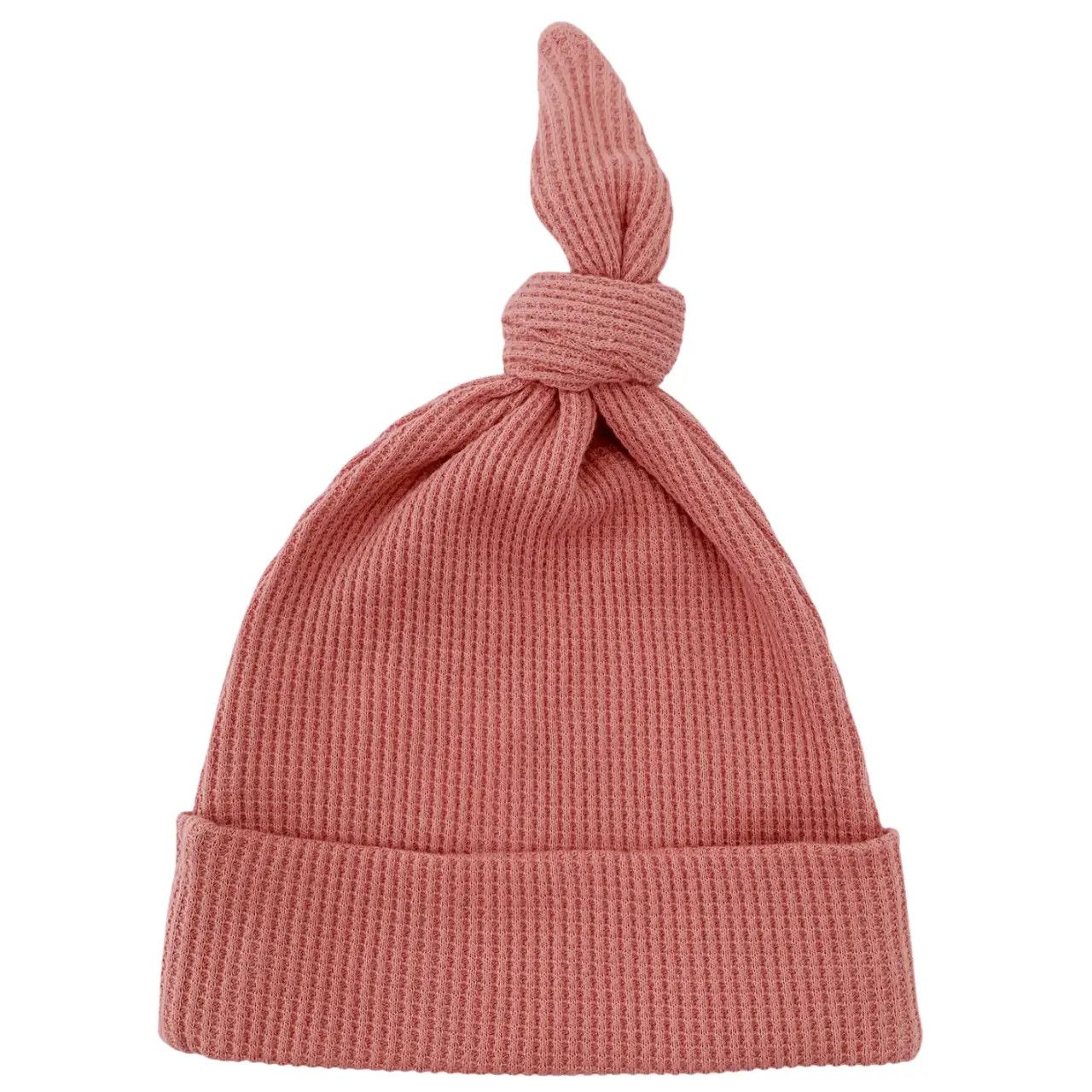 Organic Waffle Knot Beanie, Dusty Rose