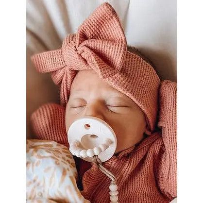 Organic Waffle Knot Bow, Dusty Rose