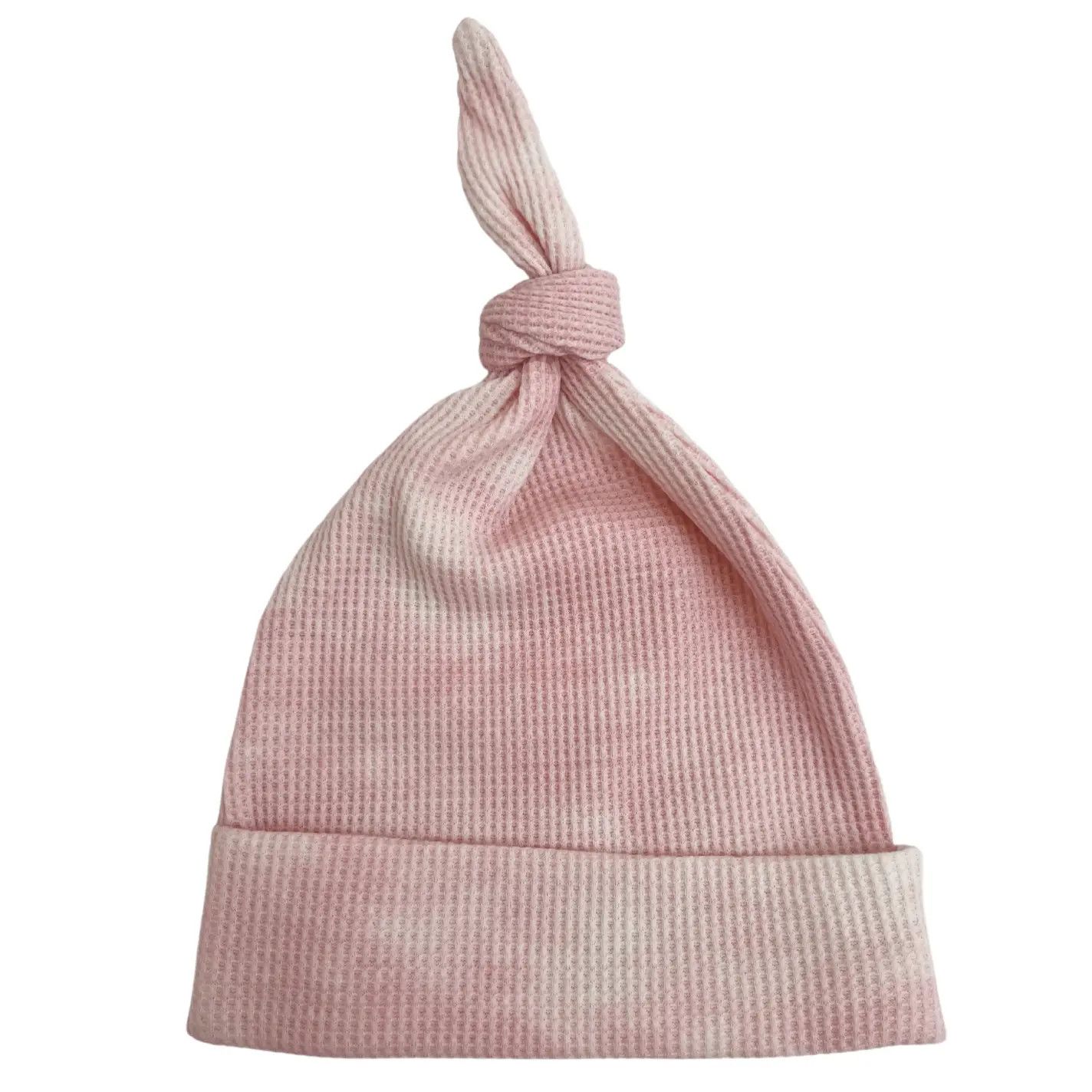 Organic Waffle Knot Beanie, Ballet Pink Tie Dye