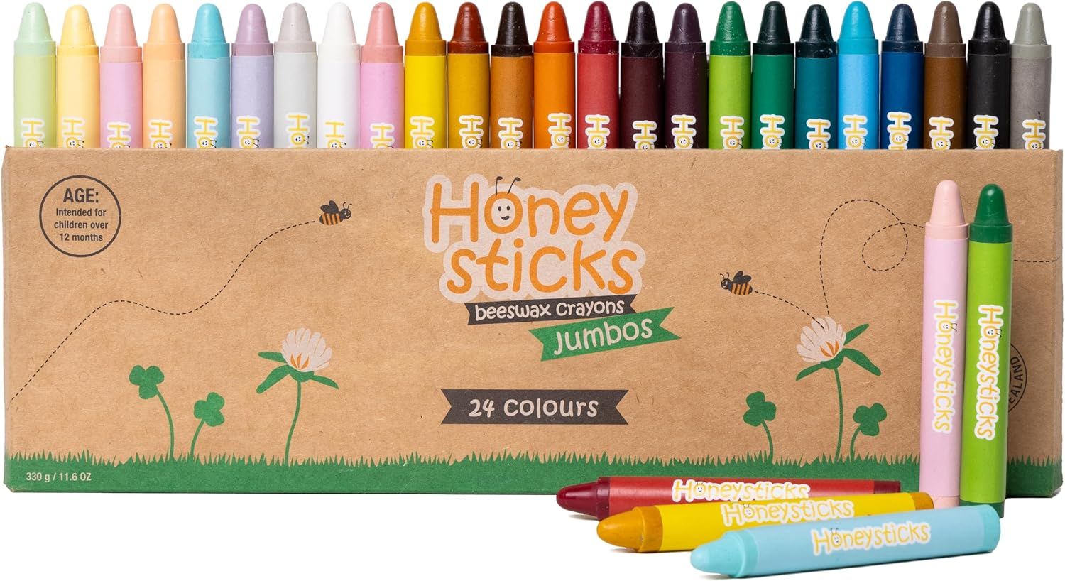 Honeysticks Jumbo Crayons (24 Pk) - 100% Pure Beeswax Crayon