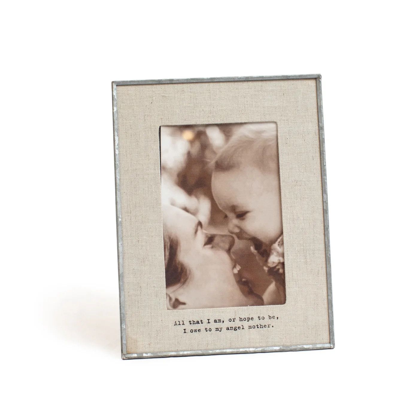 All That I am, Angel Mother Vertical Glass Linen Photo Frame