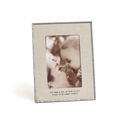All That I am, Angel Mother Vertical Glass Linen Photo Frame