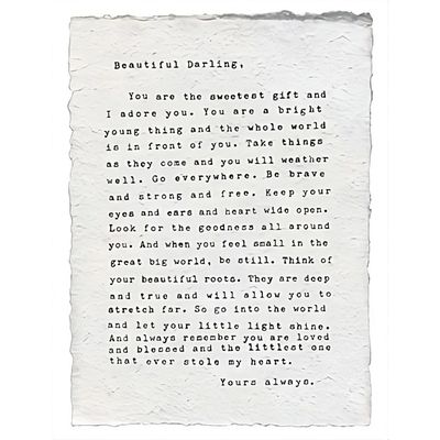 Handmade Paper Print -Letter To Sophie (Beautiful Darling) 12x16"