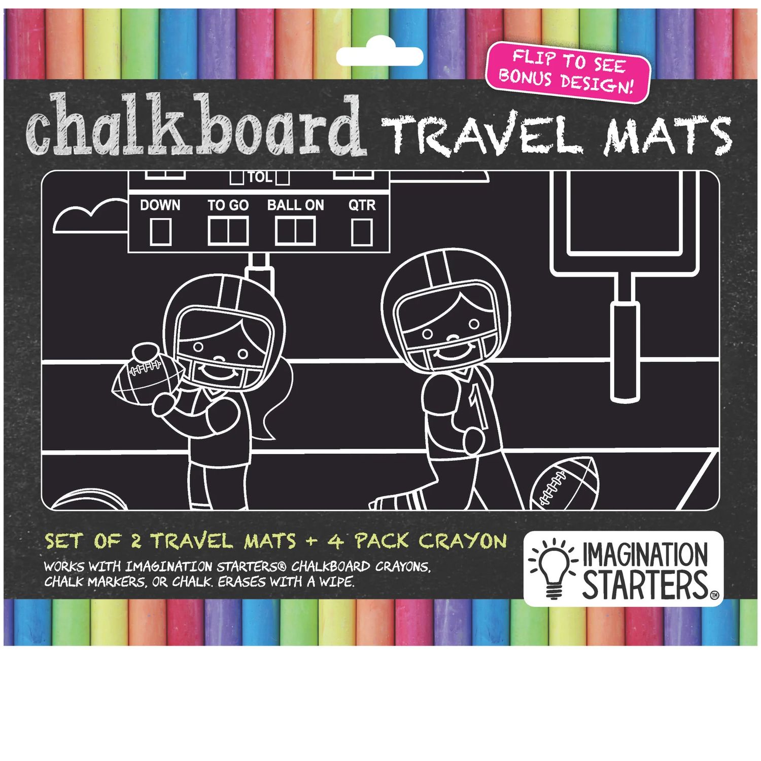 Imagination Starters Chalkboard Placemats Coloring Set (12"x17")  - Football