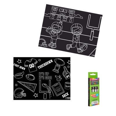 Imagination Starters Chalkboard Placemats Coloring Set (12"x17")  - Football