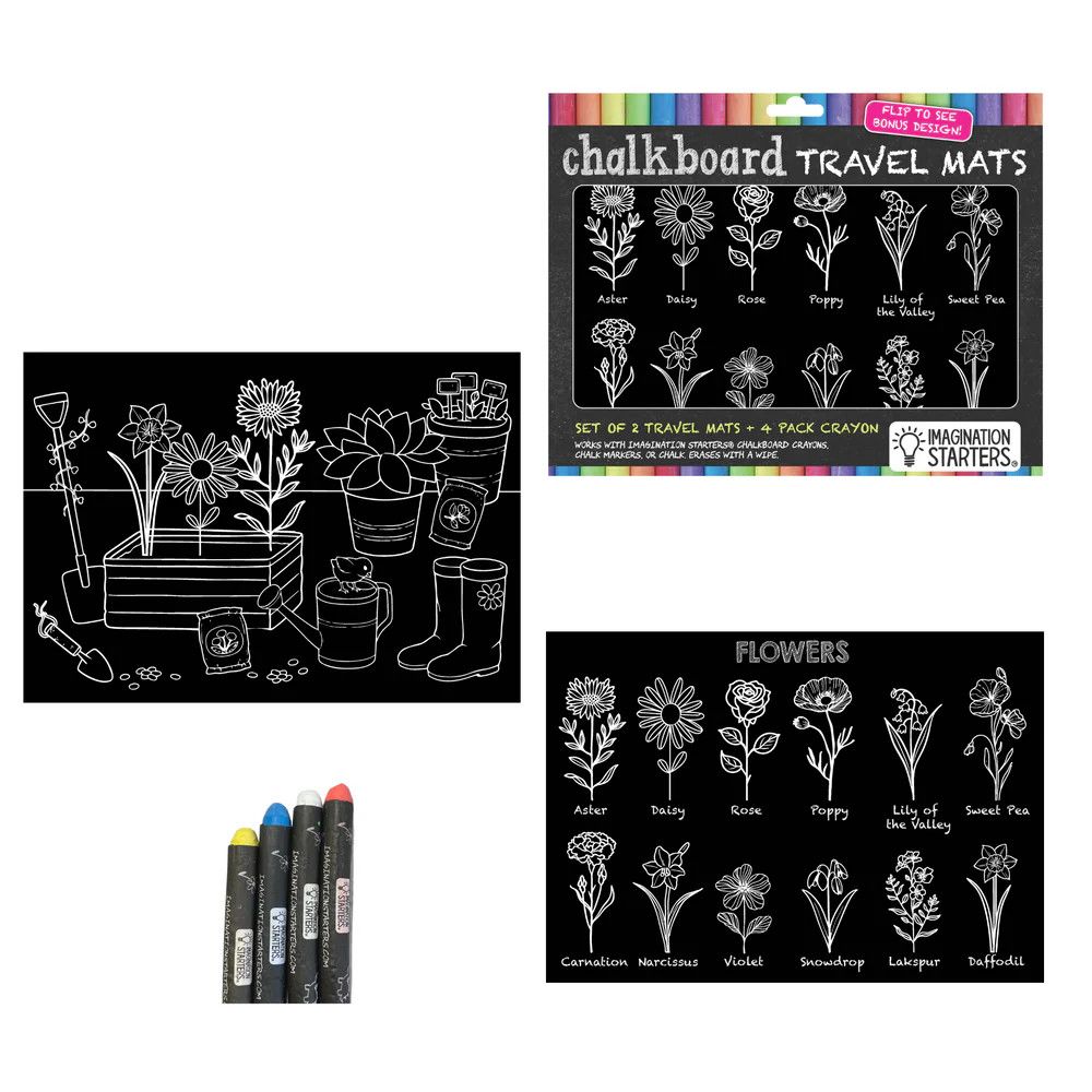 Imagination Starters Travel Mat Coloring Set - Flowers/Garden