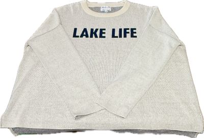 "Lake Life" Everyday Relaxed Sweater Natural/Navy - 