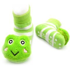 Green Frog Boogie Toes Rattle Socks - 
