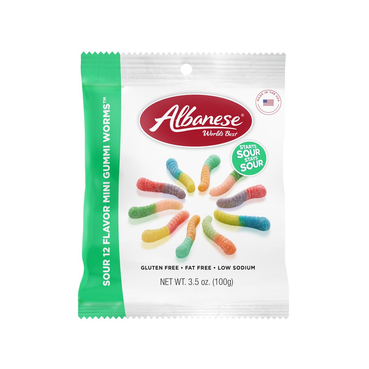 Albanese Sour 12 Flavor Mini Gummi Worms 3.5oz