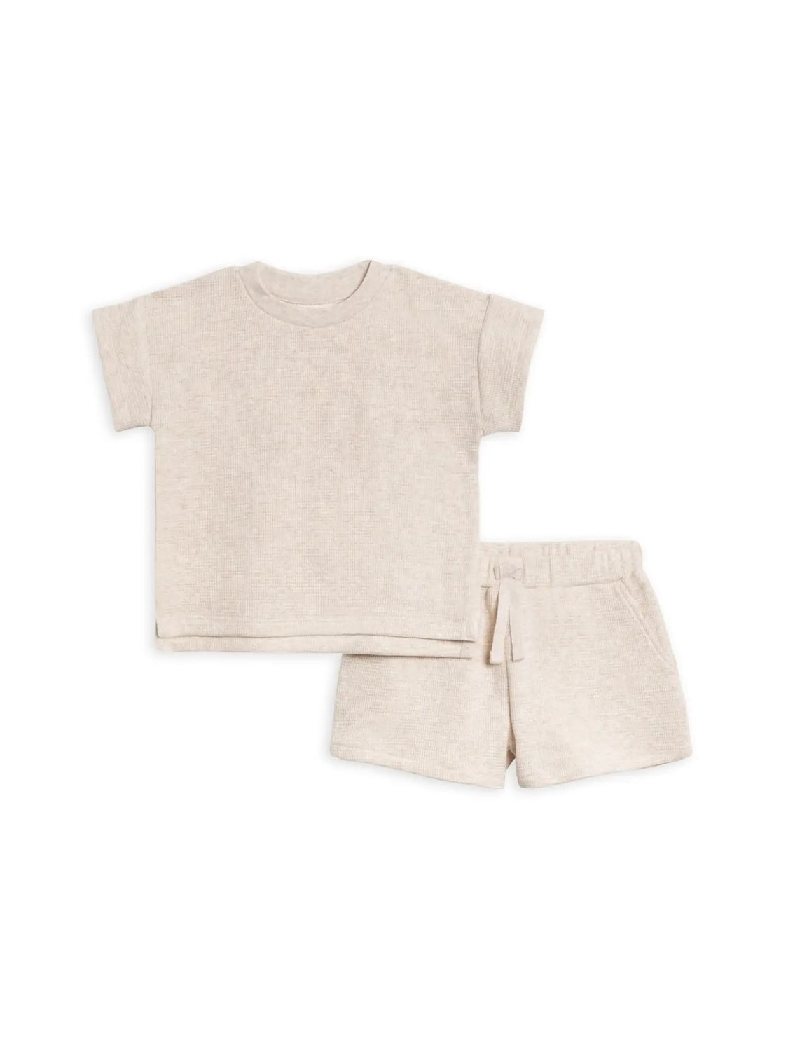 Odell Waffle Tee and Shorts Set - , Color: Heather Oat -, Size: 2T