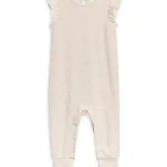 Maci Flutter Sleeve Waffle Romper - Heather Oat - 