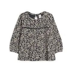 Sorren Ruffle Long Sleeve Top - Chicory Floral + Navy - 