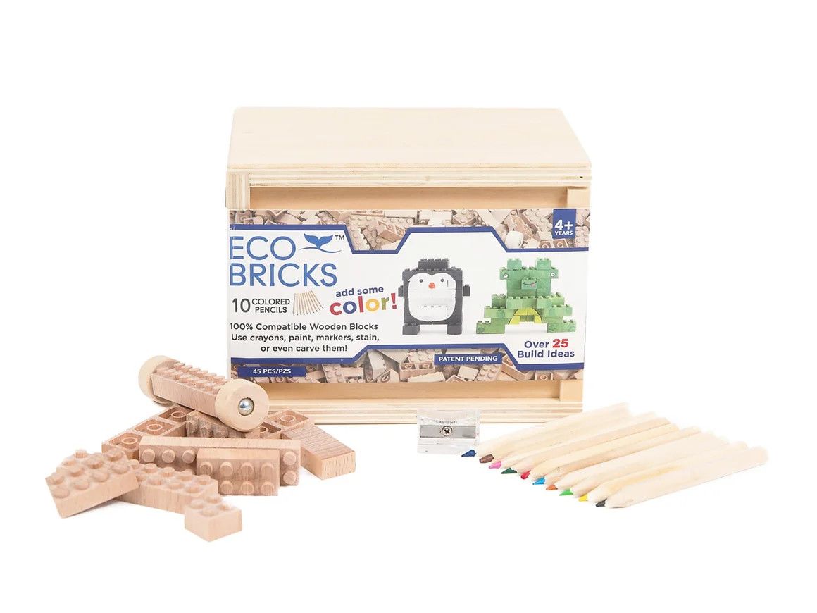 The Lazy Dog &amp; Co Eco-Bricks - 45 Piece with Color Pencils