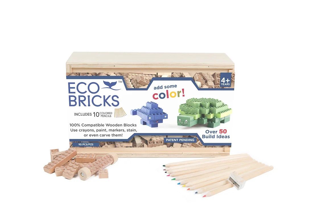 The Lazy Dog &amp; Co Eco-Bricks - 90 Piece with Color Pencils