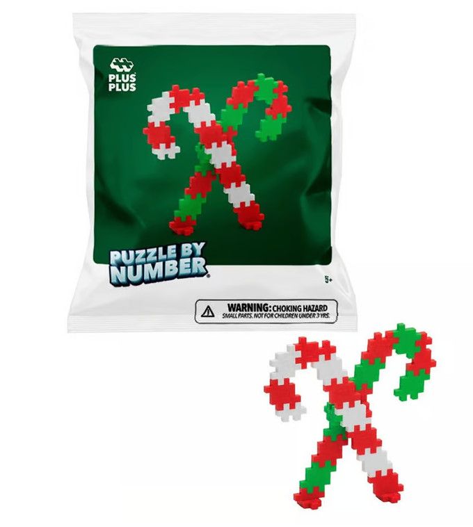 Plus-Plus Puzzle by Number Holiday Foil Bag - Candy Canes
