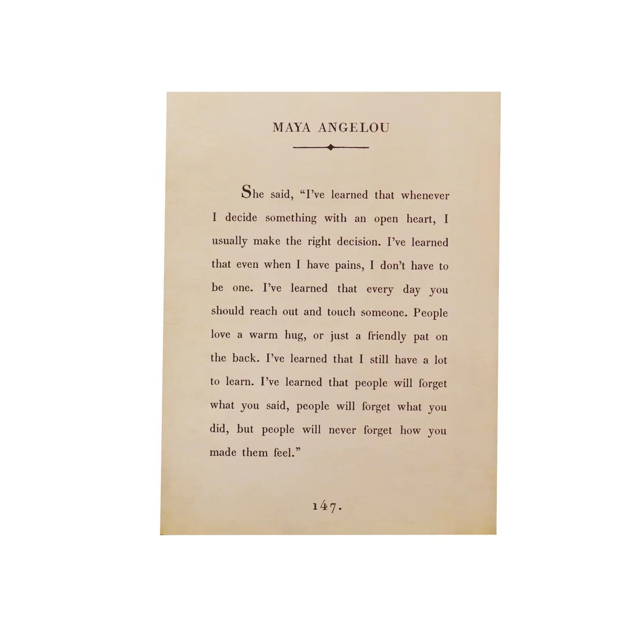 12"x16" Maya Angelou Book Collection Art Poster - Cream